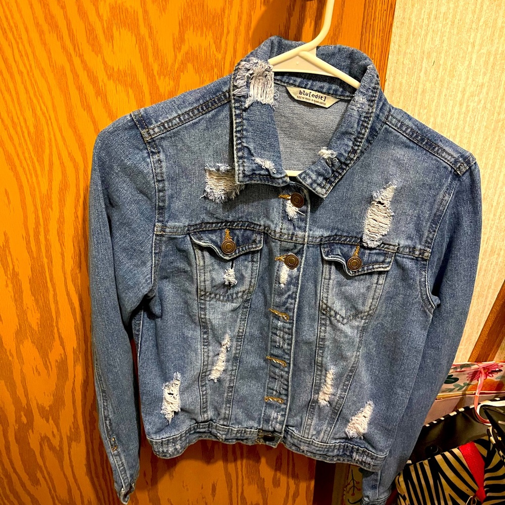 Light Blue Distressed Jean Jacket